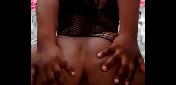  Hot ass black girl playing with herself